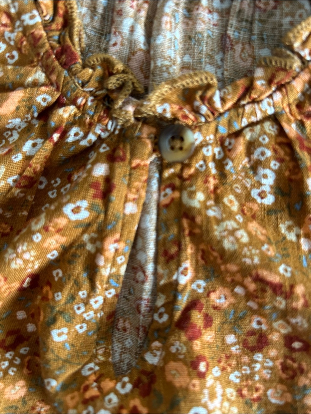 Sonoma sleeveless ditsy floral top in brown,orange, tan , M - Picture 3 of 6